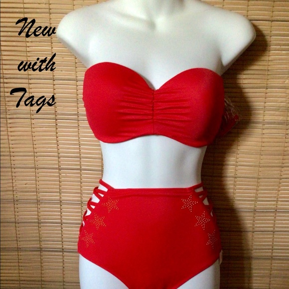 💵VS Pink NWT swimsuit cut-outs laced top hi-waist - Picture 5 of 16